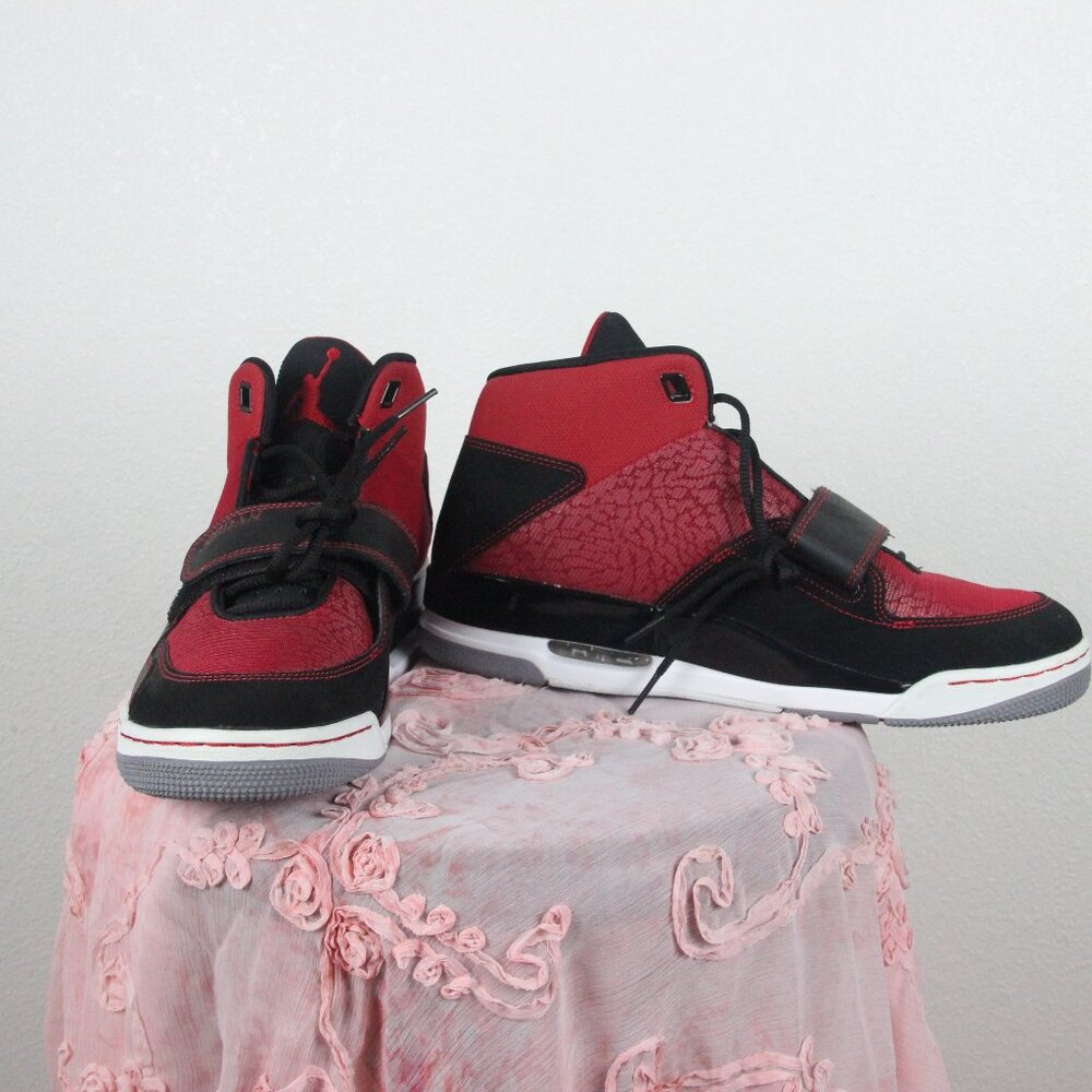 Jordan, Air Tennis Shoes, Men's Size 10, Red with Black and White, NEW